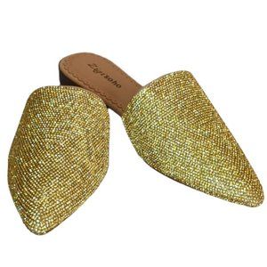 ZIGI SOHO REILAN | Rhinestone Embellished Mule | Womens Size 7.5 | Color GOLD